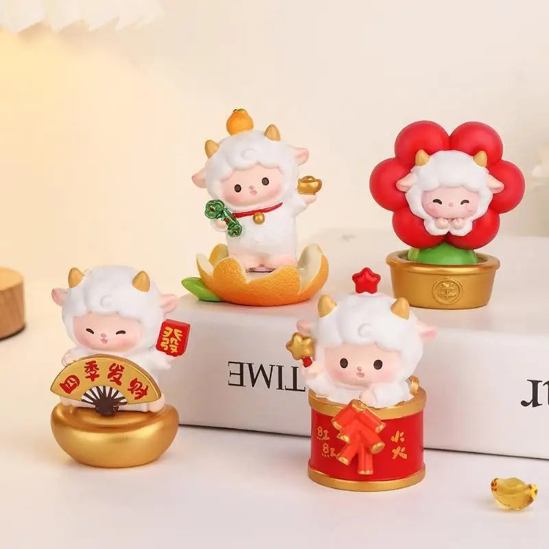 Kawaii Lucky Sheep Blind Box Figurine Set – Chinese Style Decor Collectible Figurine Set Nixie