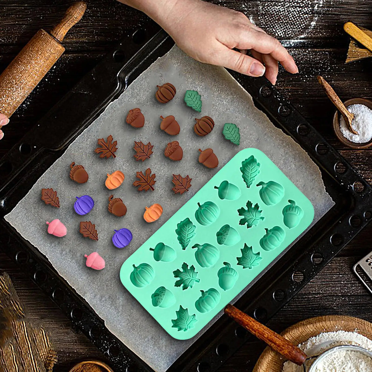 18-Cavity Autumn Harvest Silicone Mold – Chocolate & Resin Silicone Baking Mold Nixie