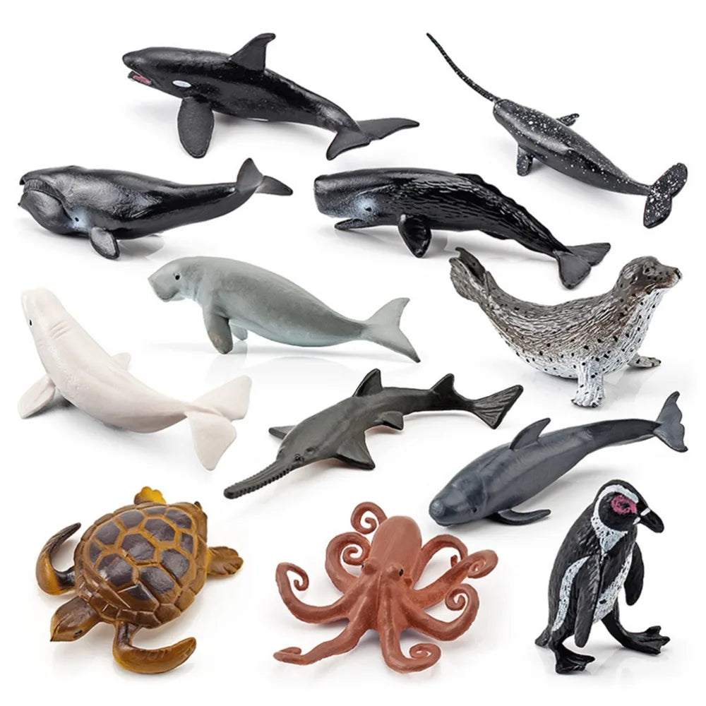 12PCS Miniature Ocean Animal Figurines – Sea Creature Models Animal Figurine Set Nixie