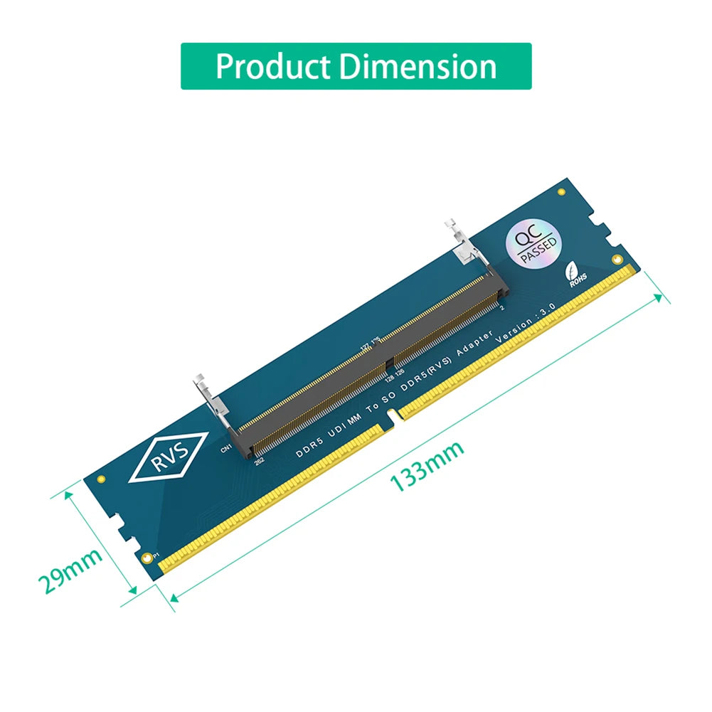 DDR5 SO-DIMM to U-DIMM Desktop Adapter Converter Card Memory Adapter Card Nixie
