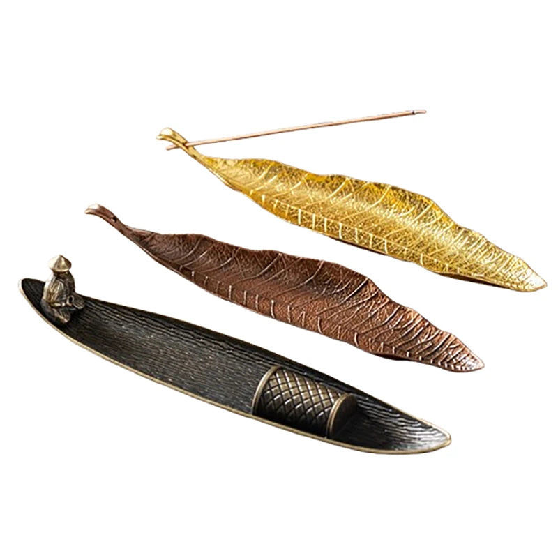 Long Leaf Incense Holder & Ash Catcher – Meditation Décor Incense Holder Nixie