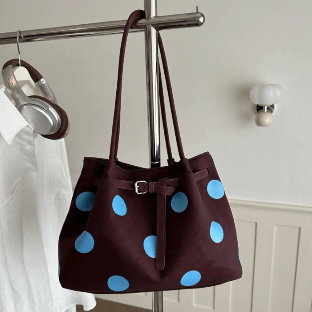 Polka Dot Tote Bag – Retro Large Shoulder Handbag for Women Shoulder Tote Bag Nixie Dark Red