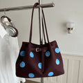 Polka Dot Tote Bag – Retro Large Shoulder Handbag for Women Shoulder Tote Bag Nixie Dark Red