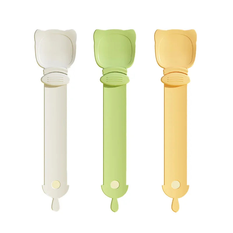 Cat Strip Feeder Spoon – Long Handle Lickable Wet Food Dispenser Cat Food Feeder Nixie 3pcs-YellowGreenWhit