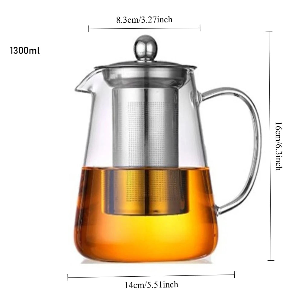 Glass Teapot with Stainless Steel Infuser – Loose Leaf & Blooming Glass Teapot Nixie