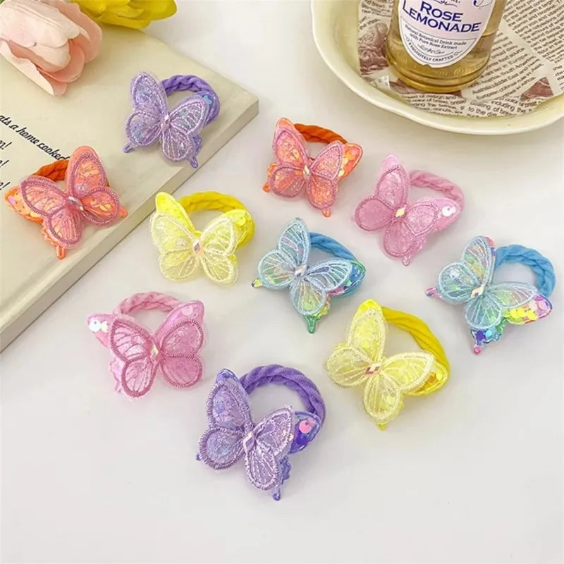 2PCS Sequin Butterfly Hair Ties for Girls – Elastic Ponytail Bands Girls Hair Ties Nixie