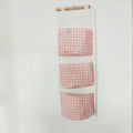 Plaid Hanging Storage Bag Large Capacity Closet Organizer Hanging Storage Bag Nixie Pink