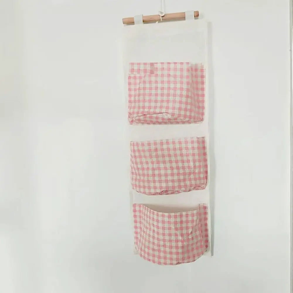 Plaid Hanging Storage Bag Large Capacity Closet Organizer
