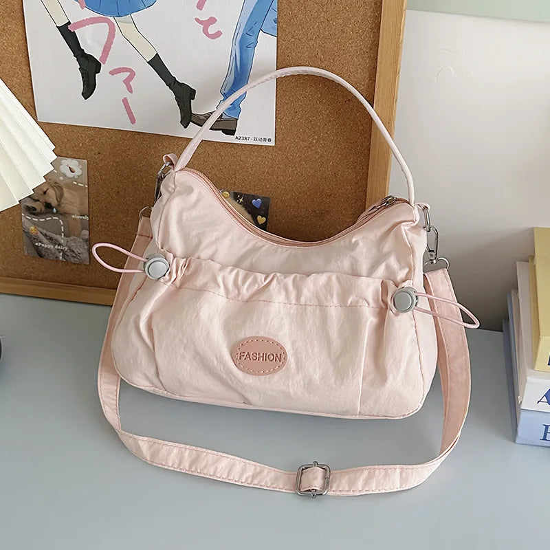 Korean Nylon Crossbody Shoulder Bag for Women | Nixie Crossbody Shoulder Bag Nixie Pink (without pendan Extra Large