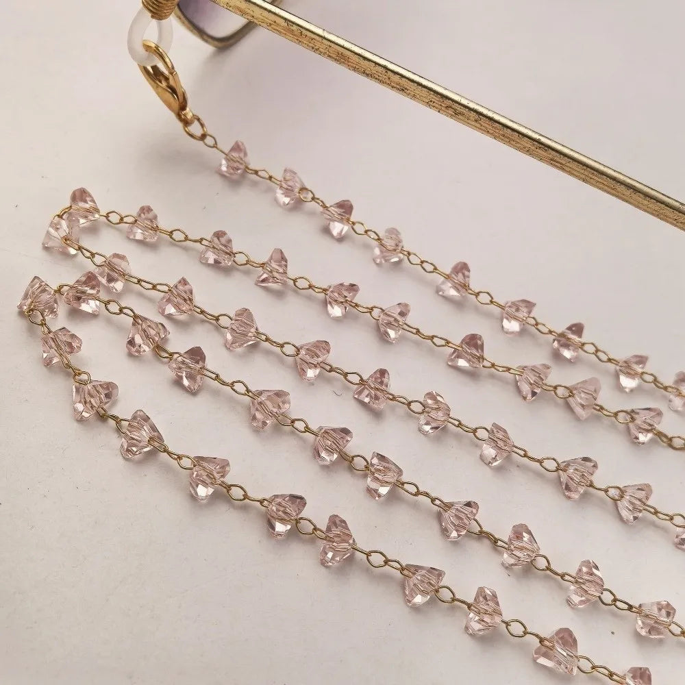 Triangle Crystal Glasses Chain – Anti-Drop Eyeglass Necklace Strap Eyeglass Chain Nixie Pink