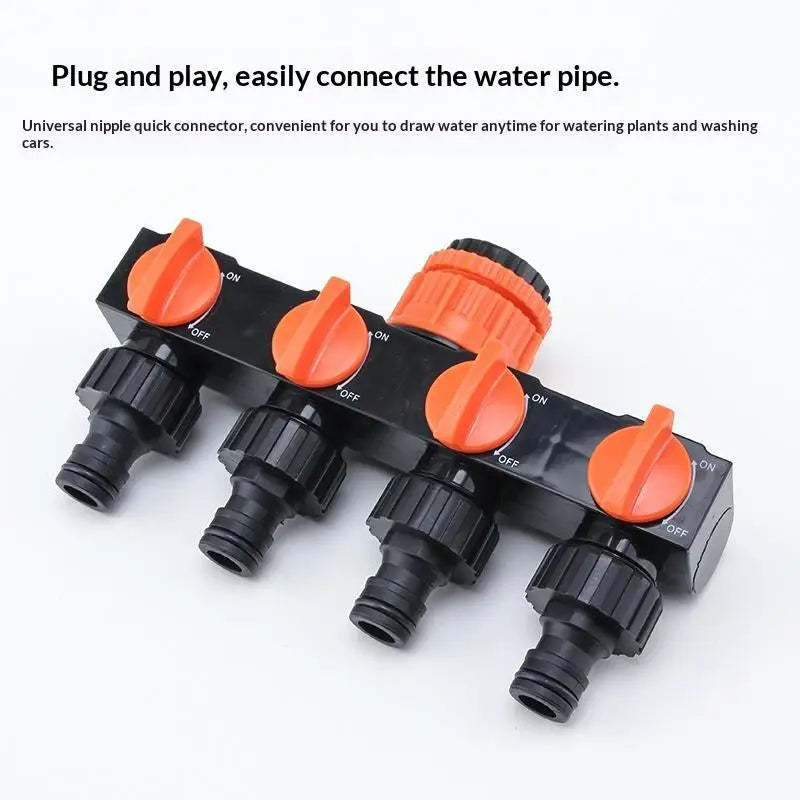 4-Way Garden Tap Water Splitter – Metal Drip Irrigation Garden Tap Splitter Nixie
