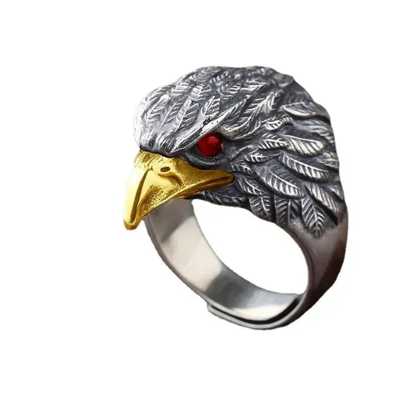Eagle Head Punk Adjustable Ring – Zinc Alloy Silver-Plated Fashion Ring Nixie