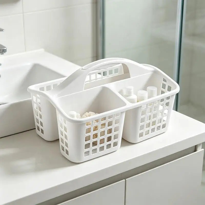 Portable 3-Compartment Plastic Storage Basket for Bathroom Storage Basket Organizer Nixie