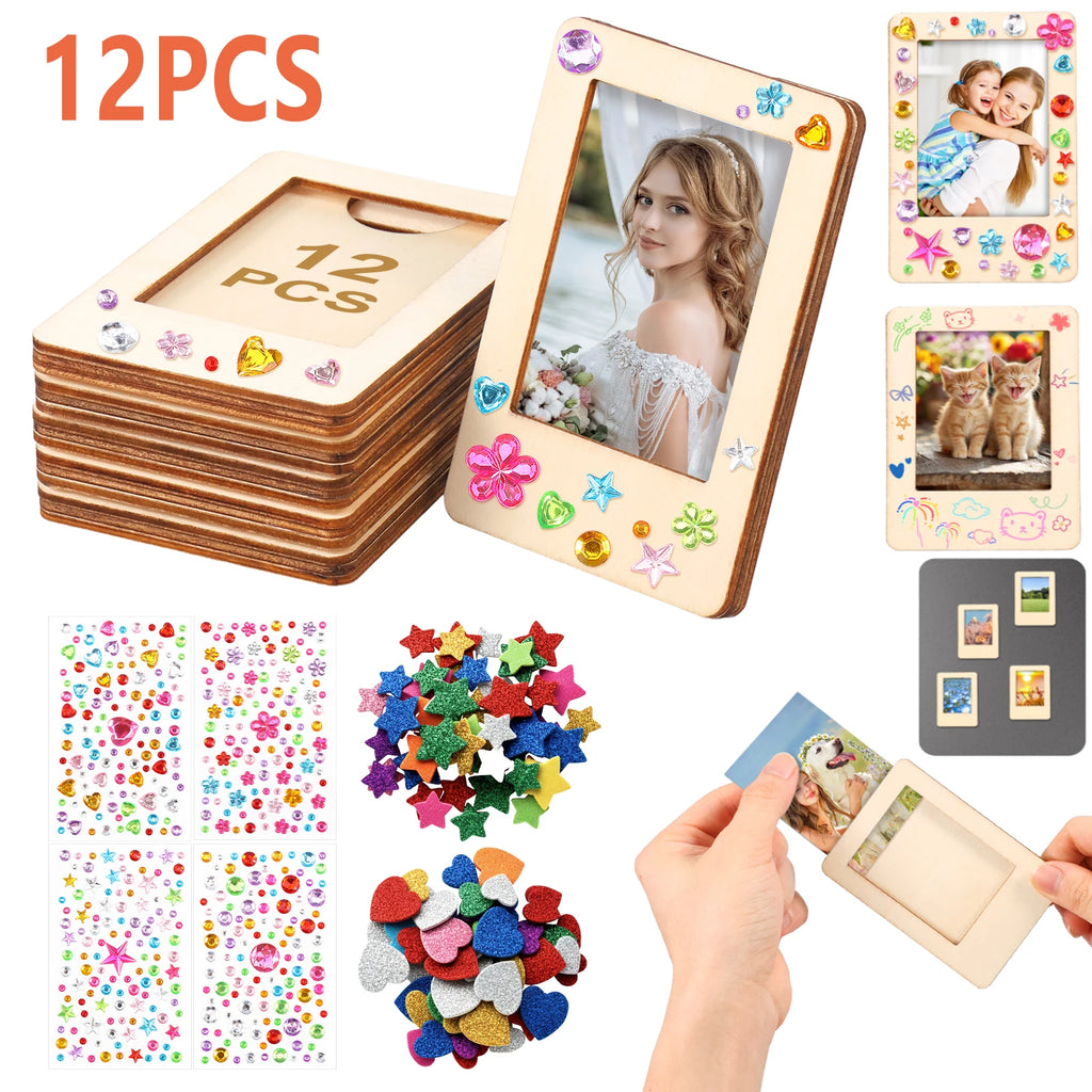 DIY Wooden Picture Frame Craft Kit – 12 Magnetic Frames & Decor