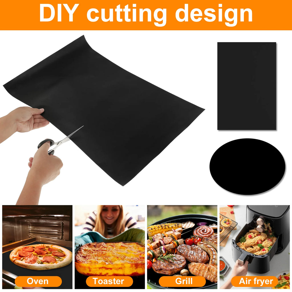 4-Pack Non-Stick Reusable Oven Liners & BBQ Grill Mats Oven Liner Set Nixie