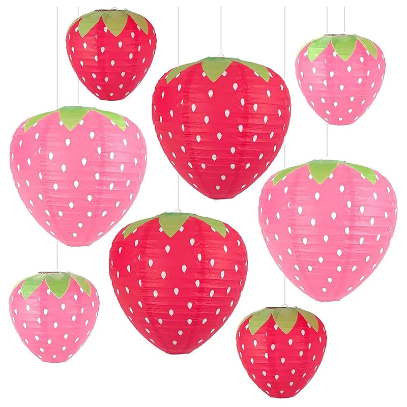 3D Strawberry Paper Lantern Hanging Party Decoration Ornament Party Paper Lantern Nixie