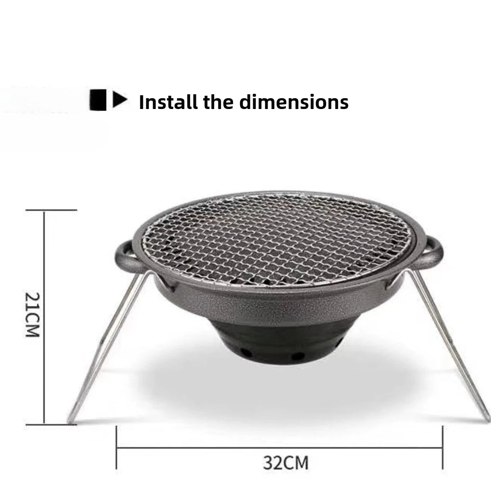 Round Charcoal BBQ Grill Stove – Camping, Picnic & Outdoor Charcoal BBQ Grill Nixie
