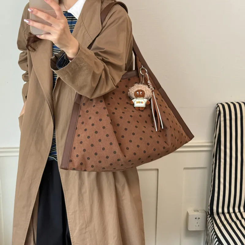 Retro Polka-Dot Tote Bag – Large Women's Shoulder Bag | Nixie Women's Tote Bag Nixie