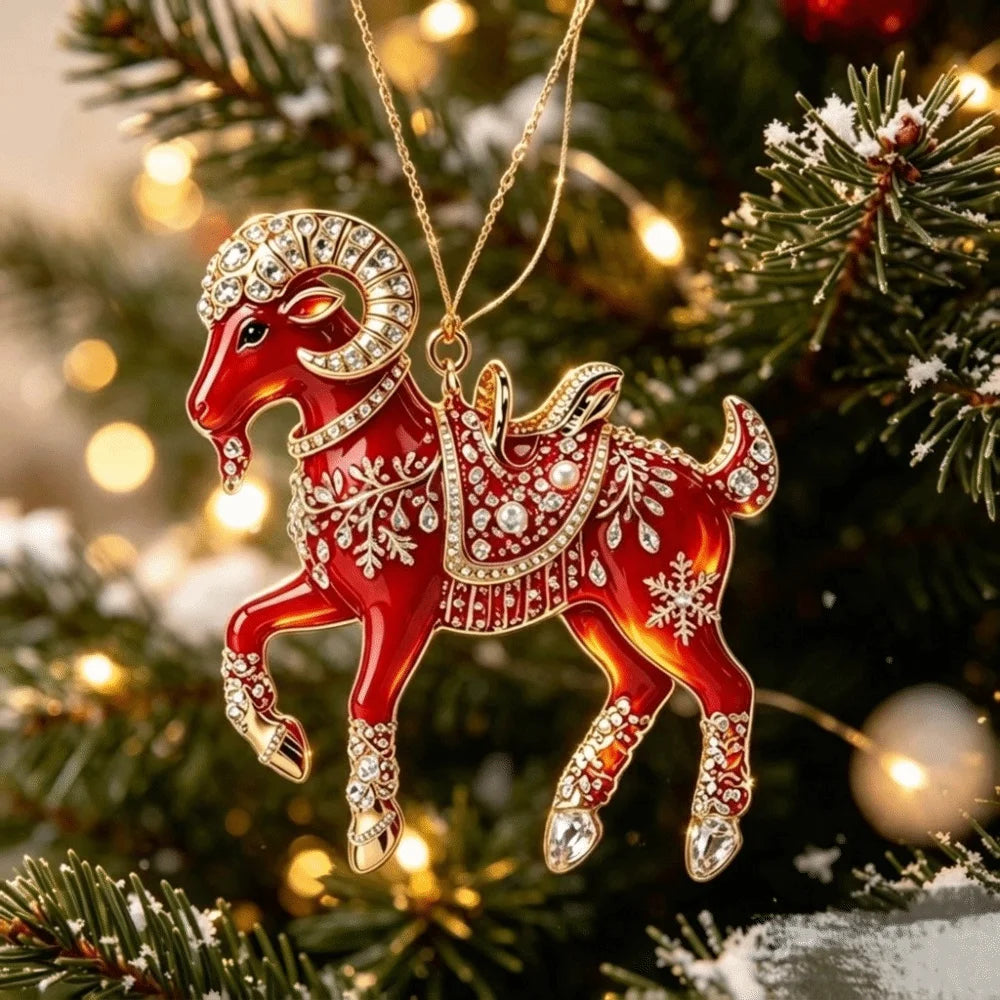 Acrylic Goat Hanging Ornament Rhinestone Christmas Décor Christmas Ornament Nixie 7