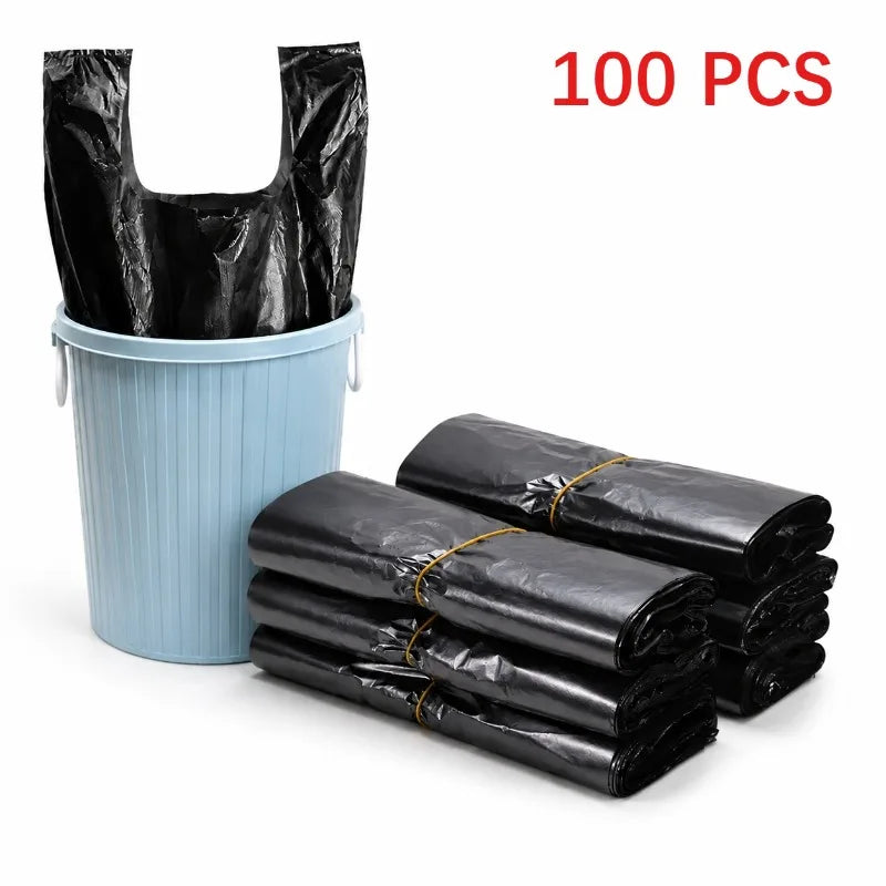100pcs Black Heavy Duty Vest Poly Bags – Thick Carry Pouches Poly Carry Bags Nixie