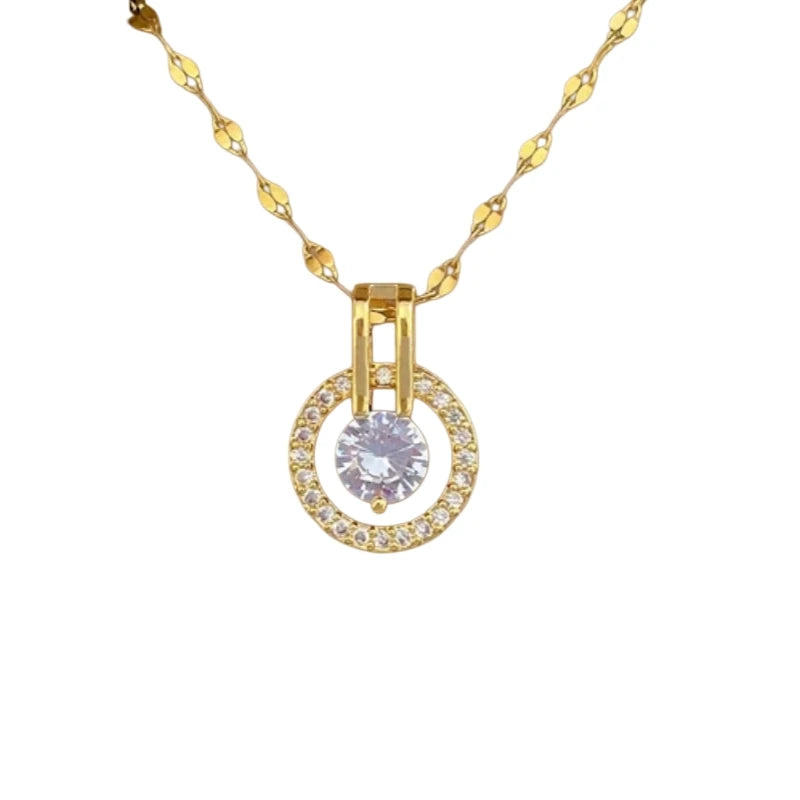 Women's Gold Hoop Pendant Necklace – Stainless Steel Choker Pendant Necklace Nixie