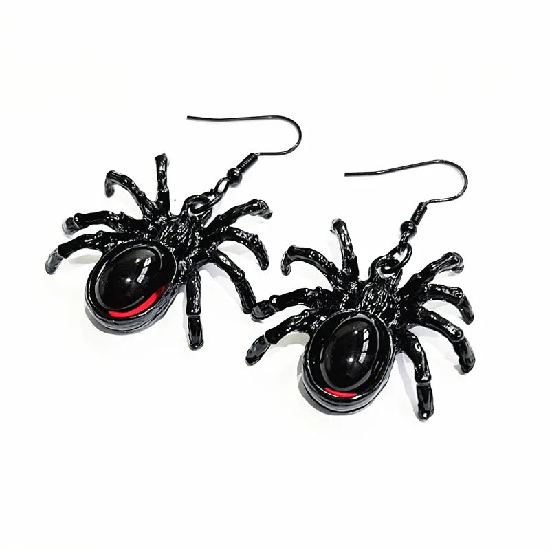 Gothic Ghost Spider Skull Drop Earrings for Women