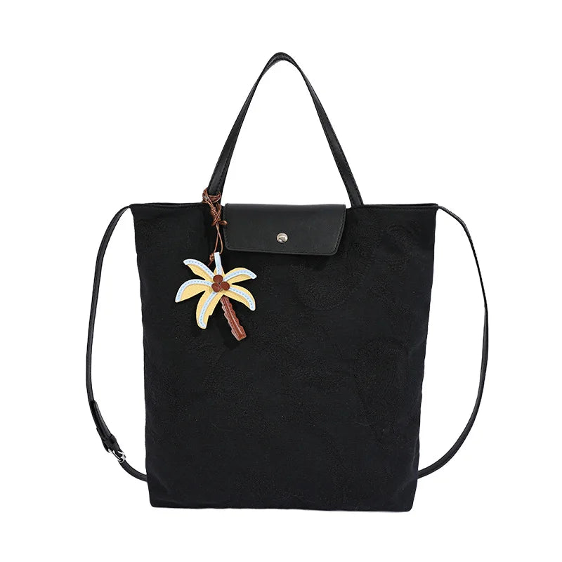Chinese-Style Embossed Canvas Shoulder Bag for Women | Nixie Shoulder Bag Nixie