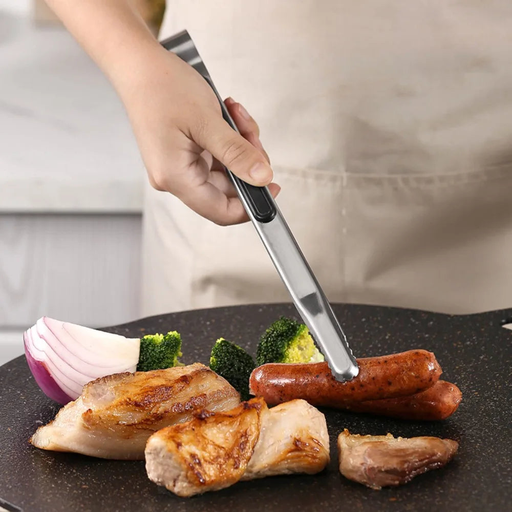 Stainless Steel BBQ Tongs – Non-Slip Heat-Resistant Grill Clip BBQ Grill Tongs Nixie