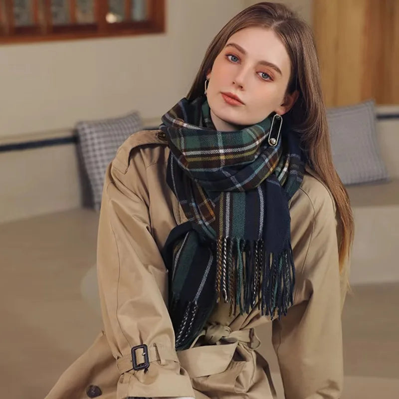 Women's Tassel Plaid Scarf – Soft Scottish Style Winter Shawl Tassel Plaid Scarf Nixie
