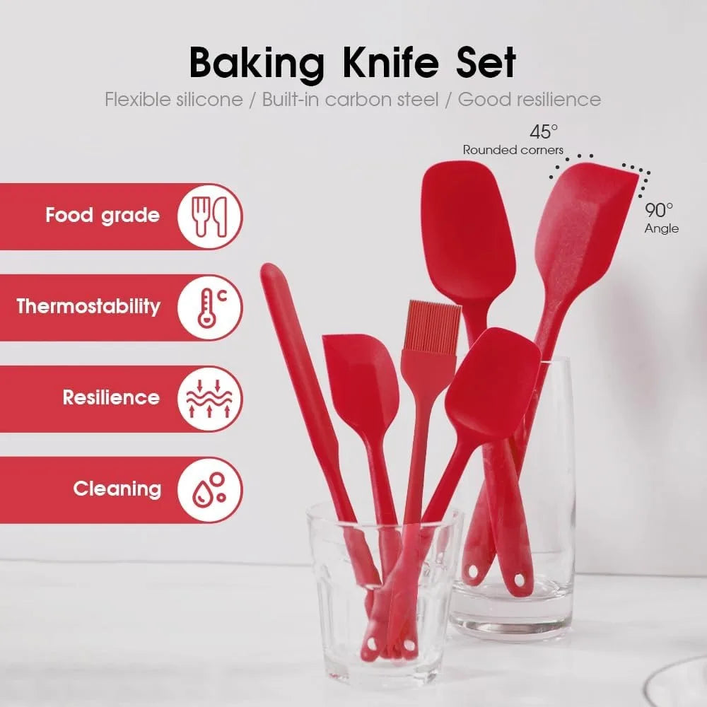 6-Piece Food Grade Silicone Spatula Set – Baking & Cooking Kit Silicone Spatula Set Nixie
