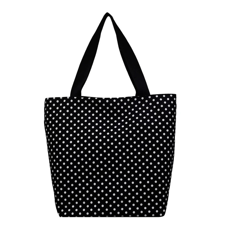 Canvas Polka Dot Large Tote Bag – Shoulder & Commuter Bag Canvas Shoulder Tote Nixie