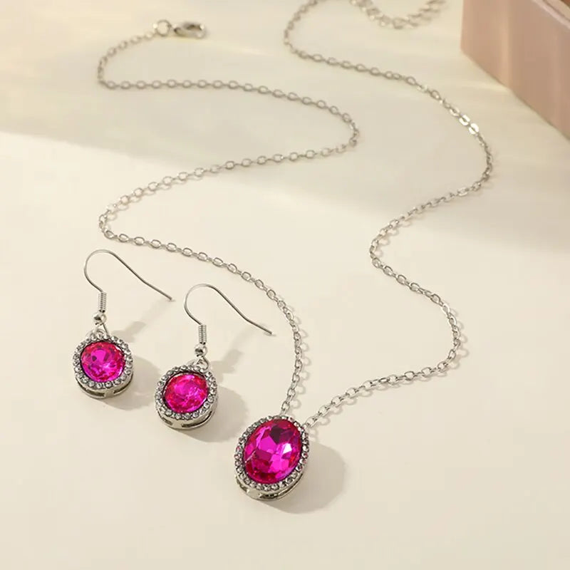 Crystal Oval Jewelry Set – Necklace, Earrings & Ring for Women Crystal Jewelry Set Nixie