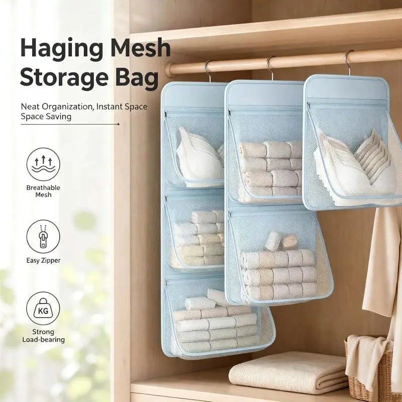 3-Tier Hanging Closet Organizer Bag | Breathable Mesh