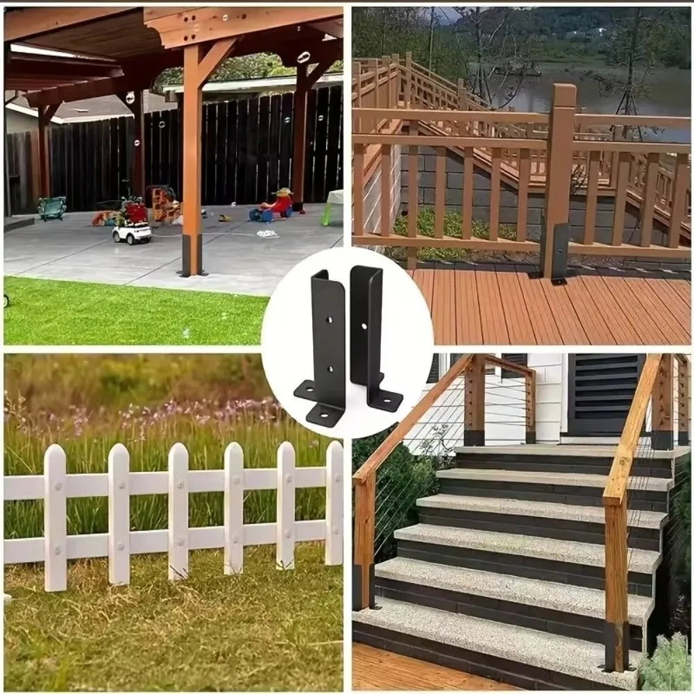 2pcs Heavy-Duty Adjustable Deck Post Anchor Corner Brackets