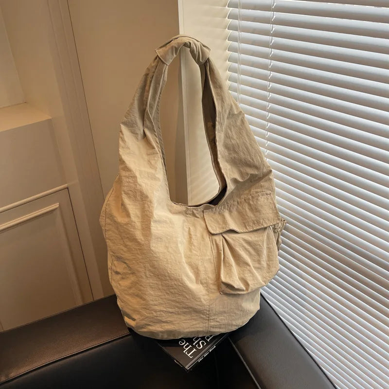 Japanese-Style Large Capacity Nylon Tote Crossbody Bag Tote Crossbody Bag Nixie Khaki
