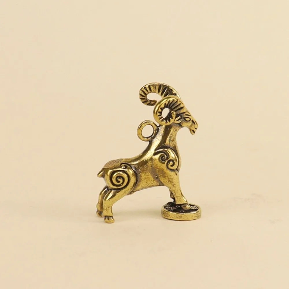 Brass Zodiac Sheep Statue | Chinese Zodiac Animal Figurine