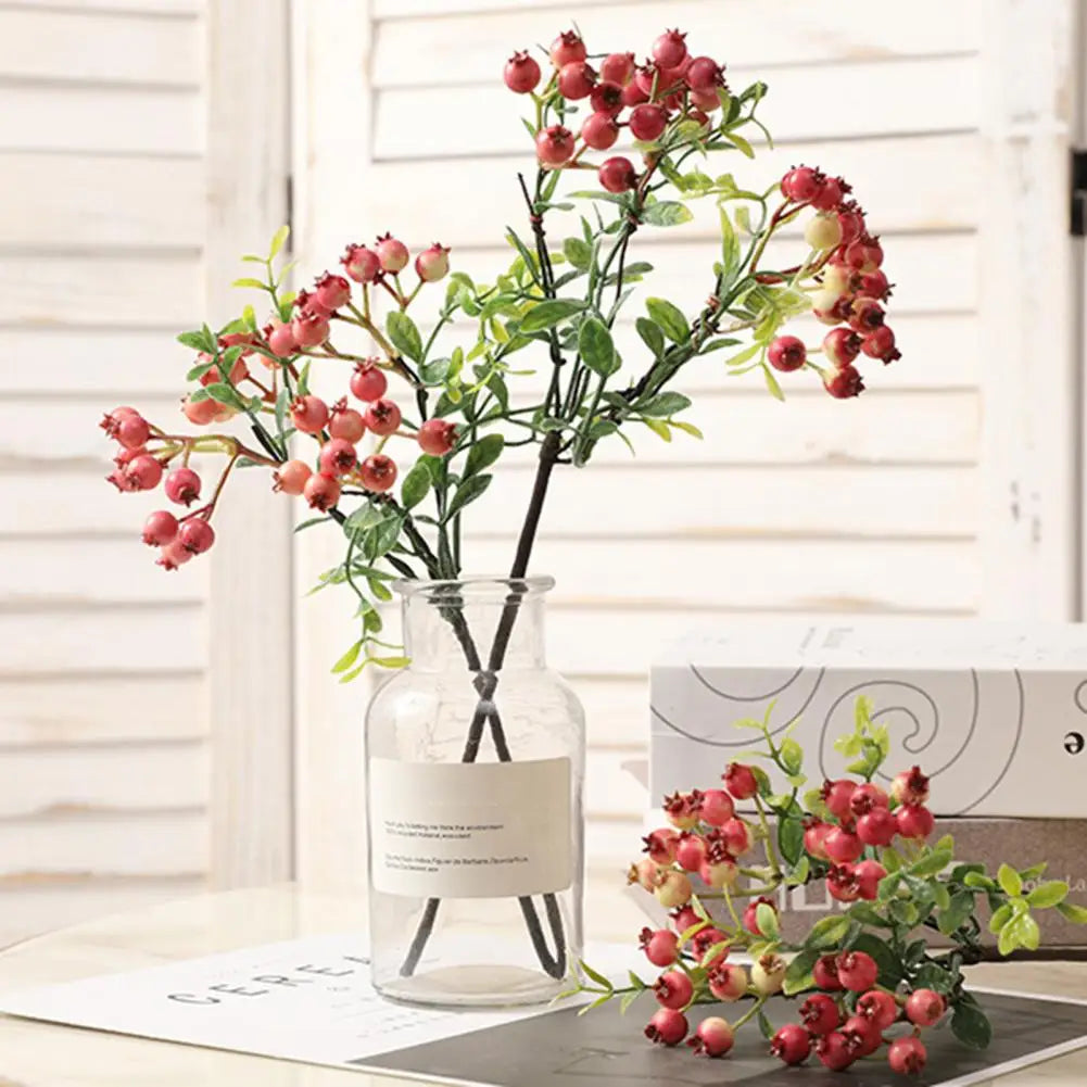 Artificial Blueberry Berry Branch Stem | Fake Floral Decor Prop Artificial Floral Branch Nixie