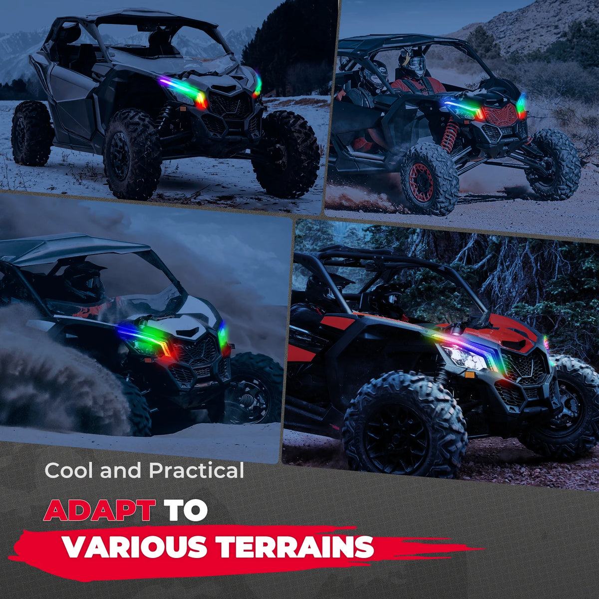 RGB LED Fang Lights for Can-Am Maverick X3 2017-2026 | Plug & Play UTV LED Lights Nixie