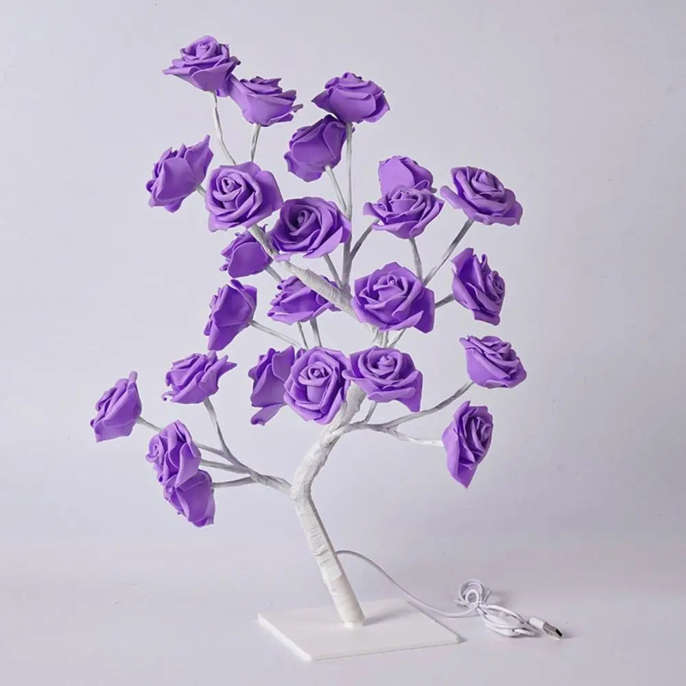 USB Rose Flower Tree LED Table Lamp | Warm Decorative Night Light