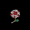 Red Flower Bud Brooch – Glass & Zinc Alloy Fashion Pin Fashion Brooch Pin Nixie Light Yellow Gold Color