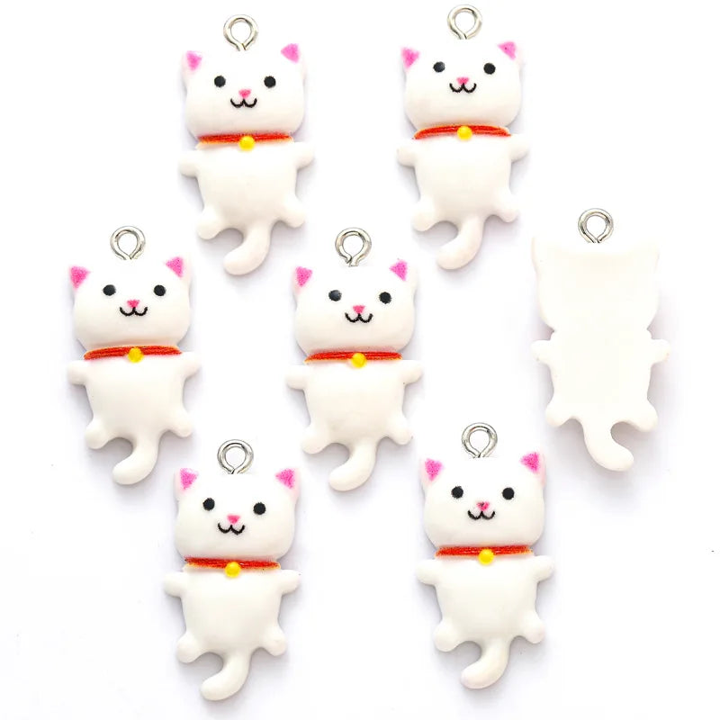 10Pcs 3D Resin Cute Cat Charms for DIY Jewelry Making 15x28mm Jewelry Making Charms Nixie