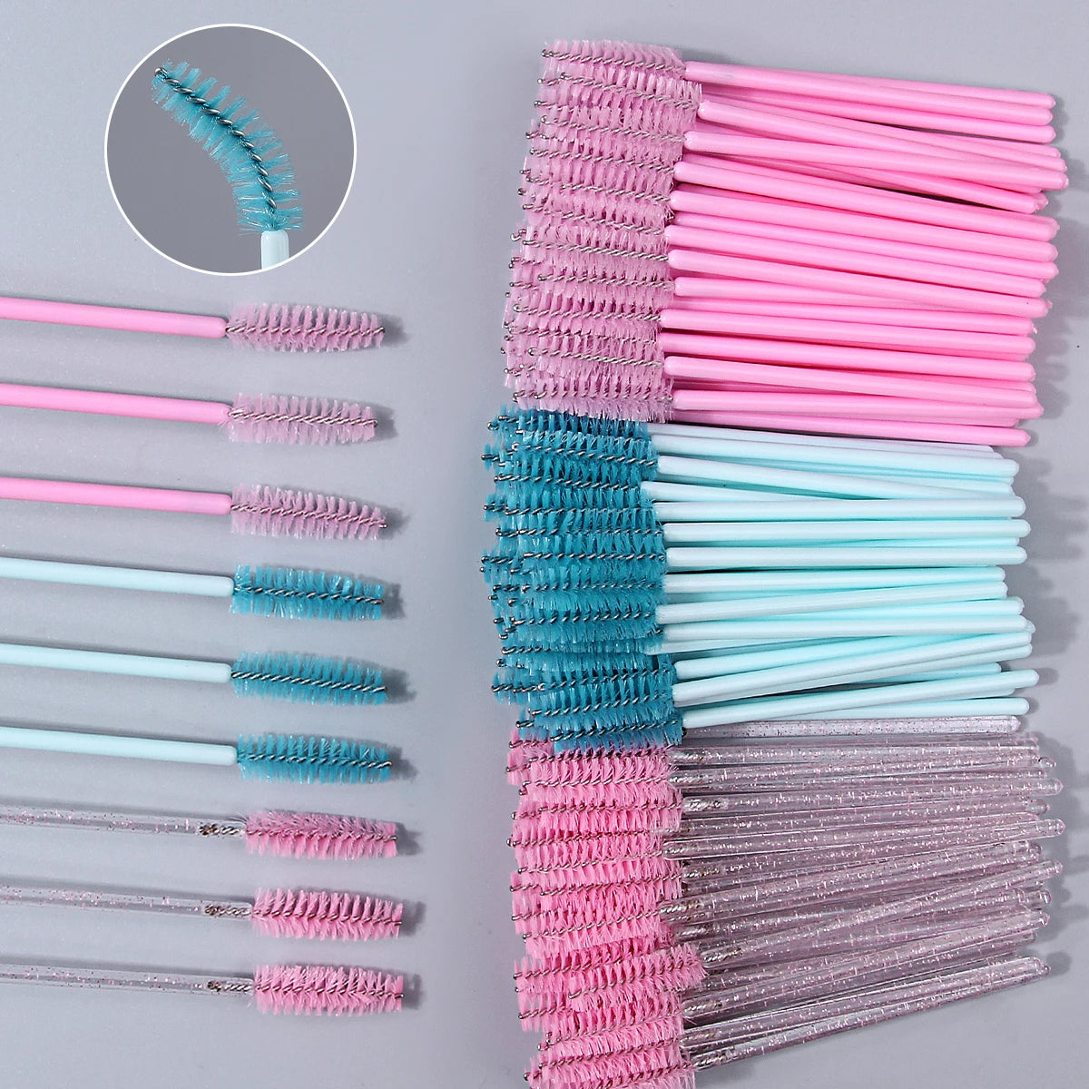 50/150Pcs Disposable Mascara Wands Spoolies – Crystal Handle Mascara Wand Spoolies Nixie