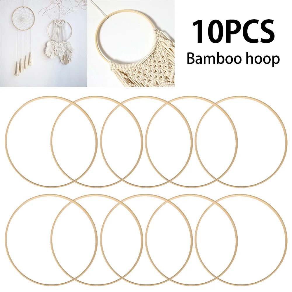 Bamboo Wooden Wreath Rings DIY Floral Hoops 10/18Pcs Craft Set Craft Embroidery Hoops Nixie