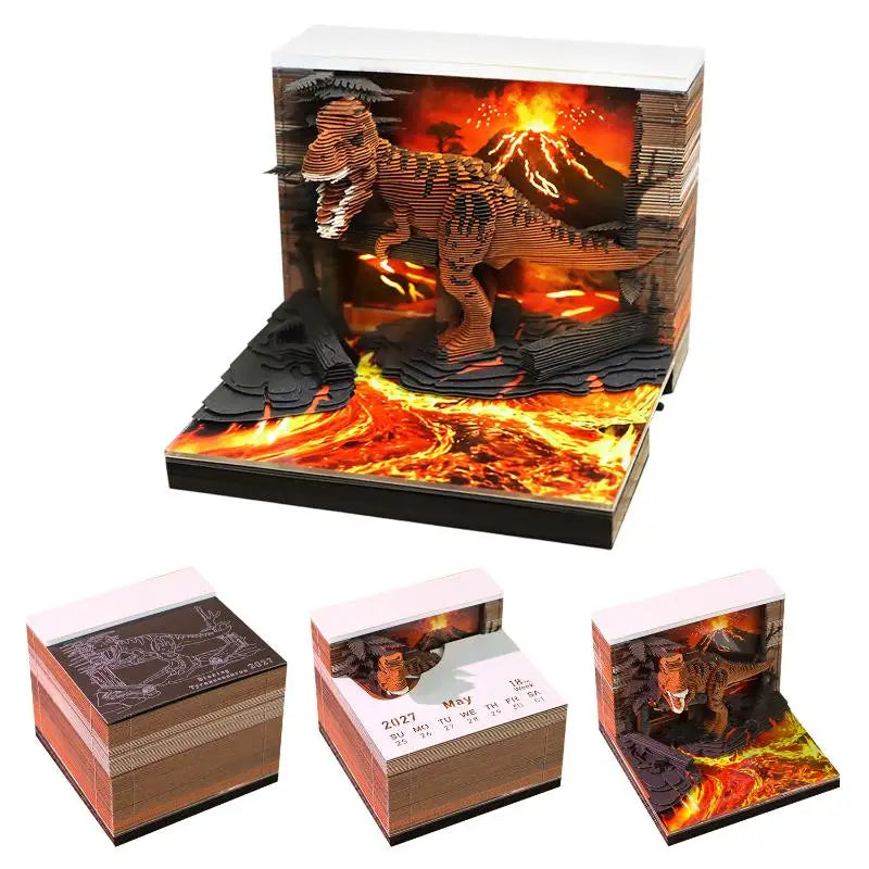 2027 LED Desk Calendar – 3D Paper Carving Art Tear-Away Notepad LED Desk Calendar Nixie