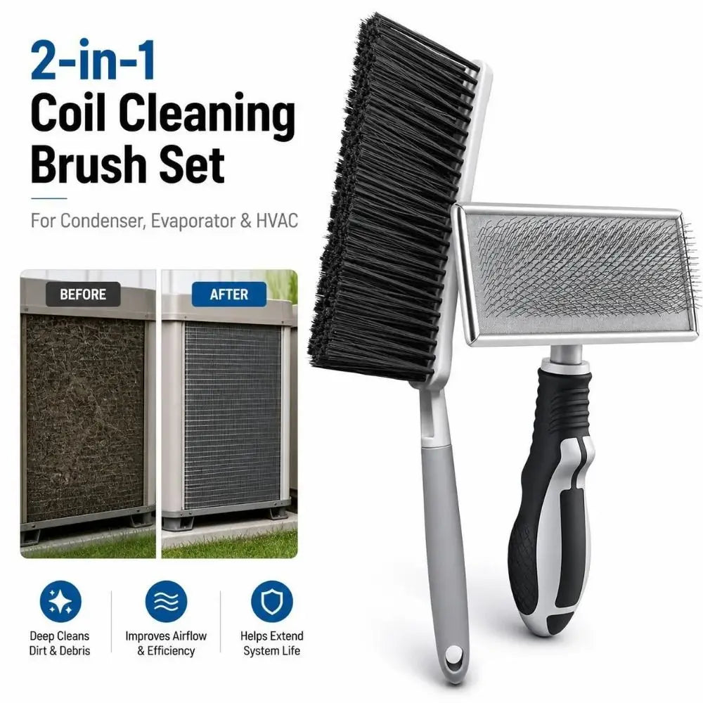 HVAC AC Coil Fin Cleaning Brush Set – Stainless Steel, Reusable