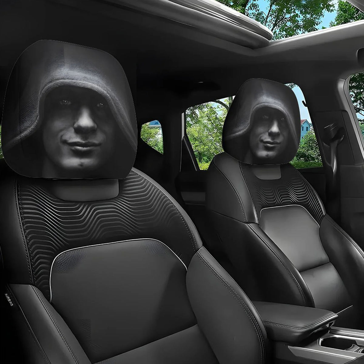 4-Pack Ghost Face Car Headrest Covers – Halloween Car Décor Car Headrest Covers Nixie