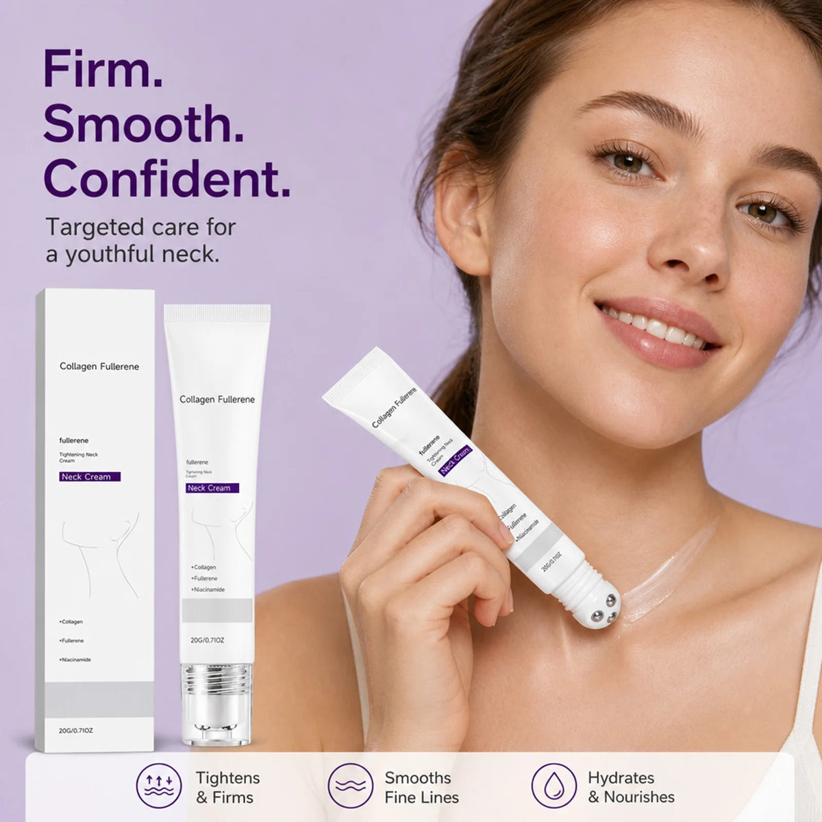 Roller-Ball Neck Cream – Collagen, Fullerene & Niacinamide Neck Cream Nixie