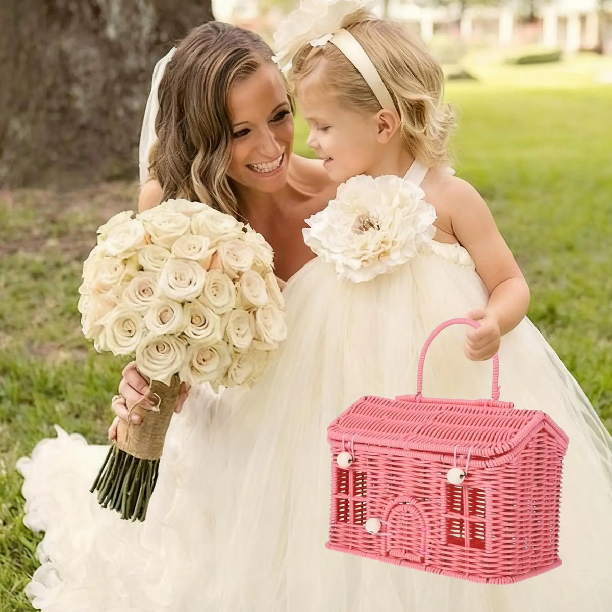 House Shape Rattan Storage Basket with Lid – Rustic Woven Gift Box Woven Storage Basket Nixie