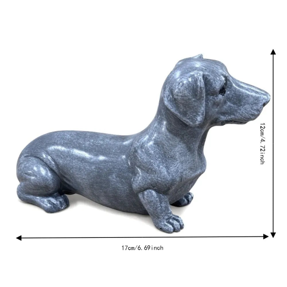 Grey Dachshund Resin Figurine – Dog Statue Desktop Ornament Resin Figurine Nixie