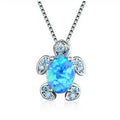 Blue Simulated Opal Turtle Pendant Necklace | Zinc Alloy Pendant Necklace Nixie Blue